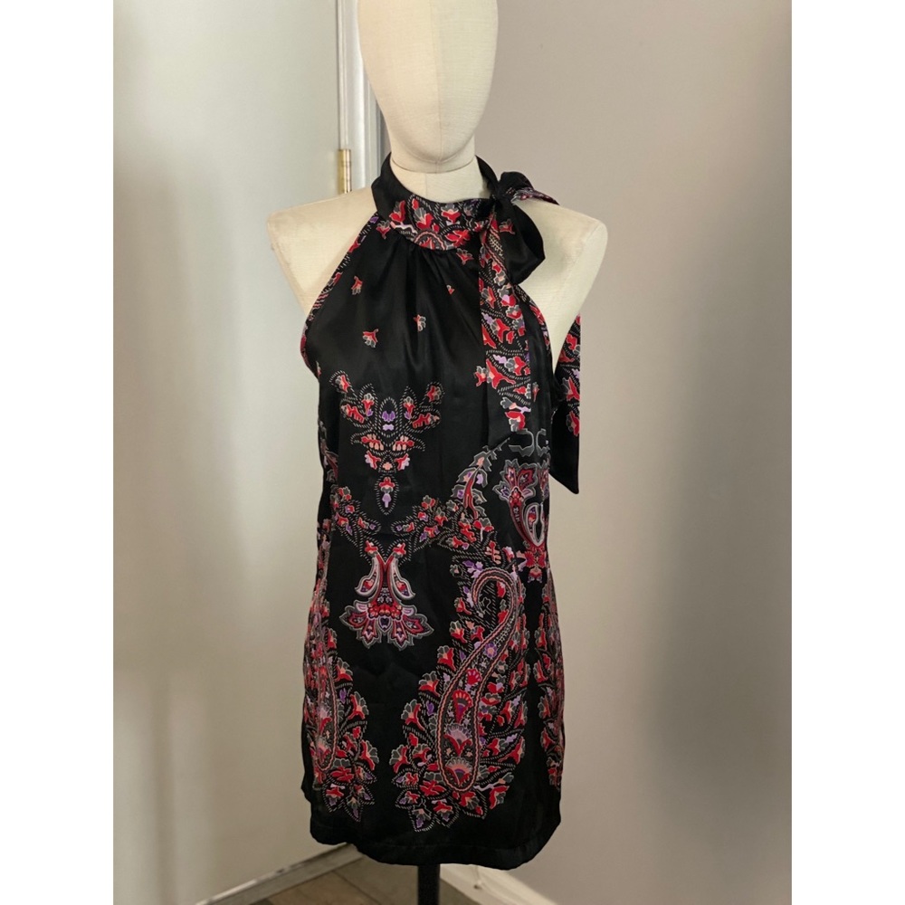 Tie Neck Sateen Dress